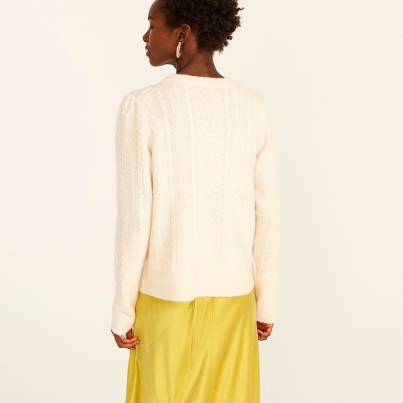 J. Crew Stretch Wool Cable Knit Crewneck Sweater in Ivory - Picture 3 of 11